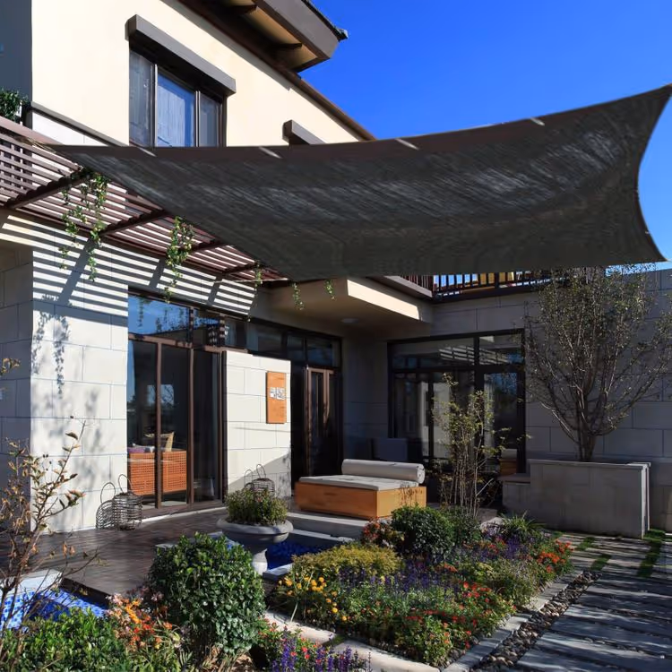 Outdoor courtyard shade net protecting against sun and UV rays